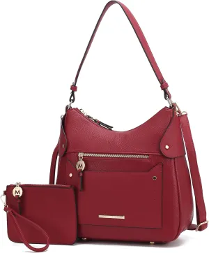 MKF Collection Shoulder Bag for Women & Wristlet Pouch, Vegan Leather Handbag Set Top-Handle Tote Handbag Purse by Mia k