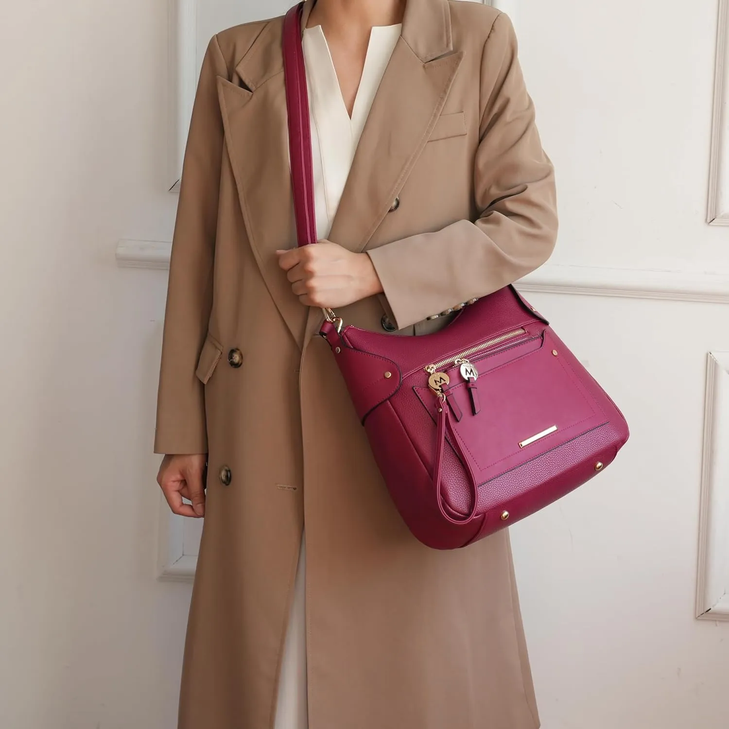 MKF Collection Shoulder Bag for Women & Wristlet Pouch, Vegan Leather Handbag Set Top-Handle Tote Handbag Purse by Mia k