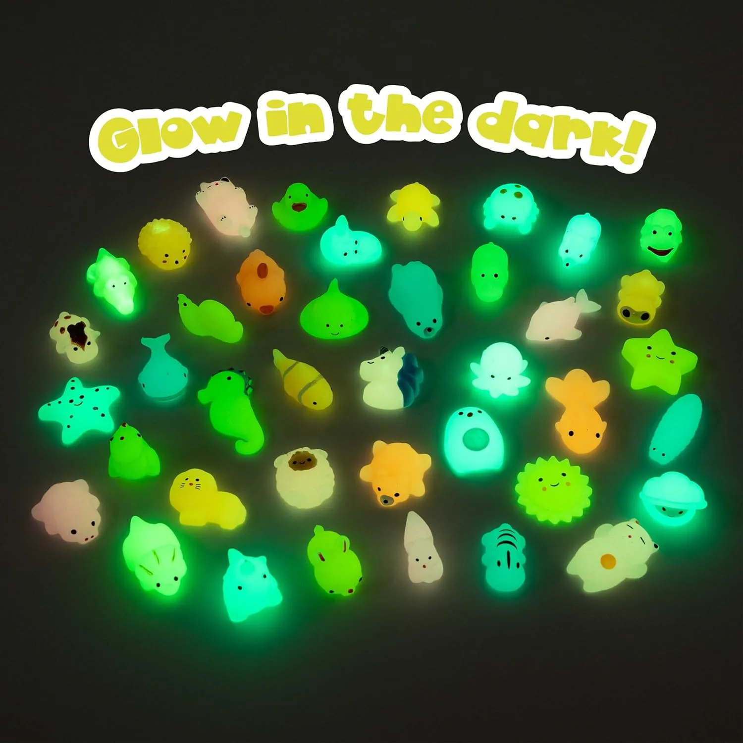 Mochi Squishy Toys Bulk for Kids Party Favors Pack 40 - BONNYCO | Goodie Bags Stuffers for Kids with Glow in the Dark | Return Gifts Birthday Party, Squishy Fidget Toys Pinata Stuffers Birthday Kawaii
