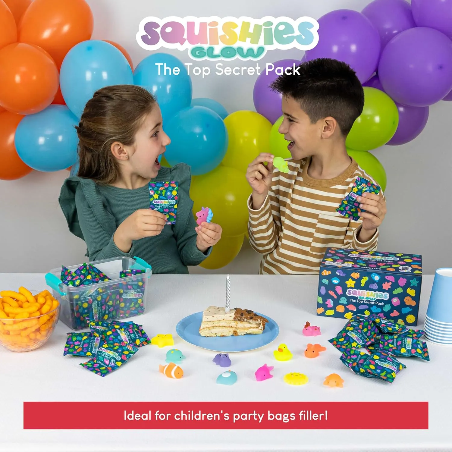 Mochi Squishy Toys Bulk for Kids Party Favors Pack 40 - BONNYCO | Goodie Bags Stuffers for Kids with Glow in the Dark | Return Gifts Birthday Party, Squishy Fidget Toys Pinata Stuffers Birthday Kawaii