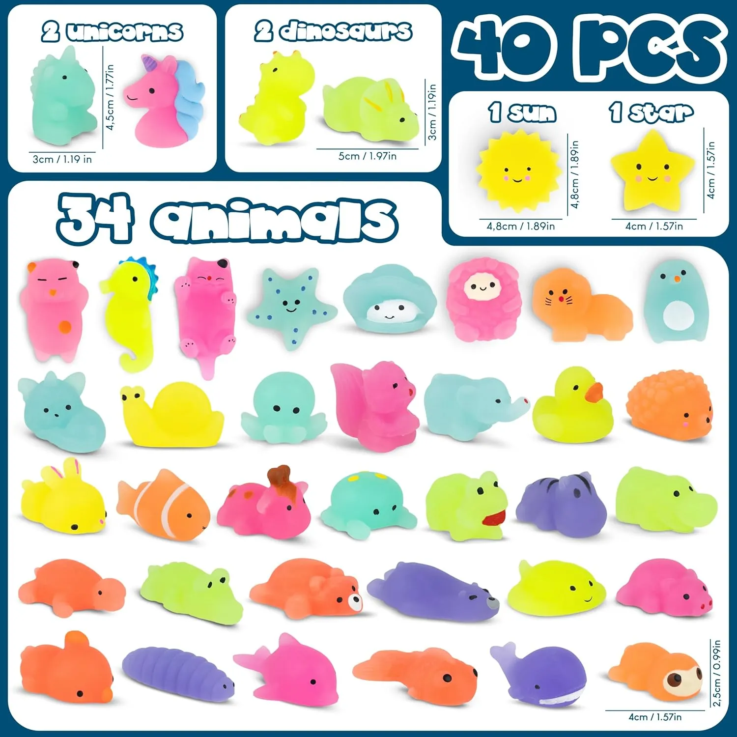 Mochi Squishy Toys Bulk for Kids Party Favors Pack 40 - BONNYCO | Goodie Bags Stuffers for Kids with Glow in the Dark | Return Gifts Birthday Party, Squishy Fidget Toys Pinata Stuffers Birthday Kawaii