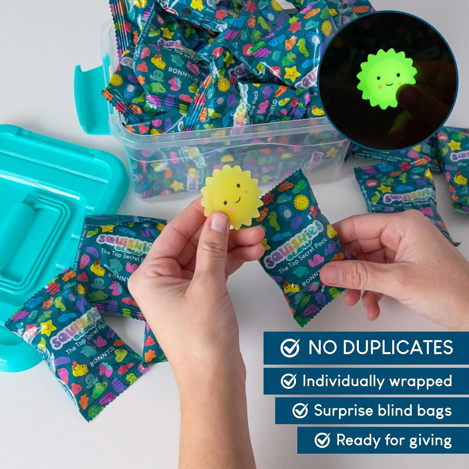 Mochi Squishy Toys Bulk for Kids Party Favors Pack 40 - BONNYCO | Goodie Bags Stuffers for Kids with Glow in the Dark | Return Gifts Birthday Party, Squishy Fidget Toys Pinata Stuffers Birthday Kawaii