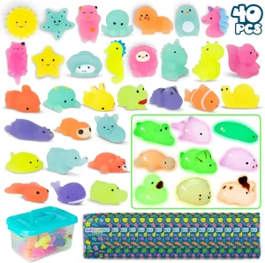 Mochi Squishy Toys Bulk for Kids Party Favors Pack 40 - BONNYCO | Goodie Bags Stuffers for Kids with Glow in the Dark | Return Gifts Birthday Party, Squishy Fidget Toys Pinata Stuffers Birthday Kawaii