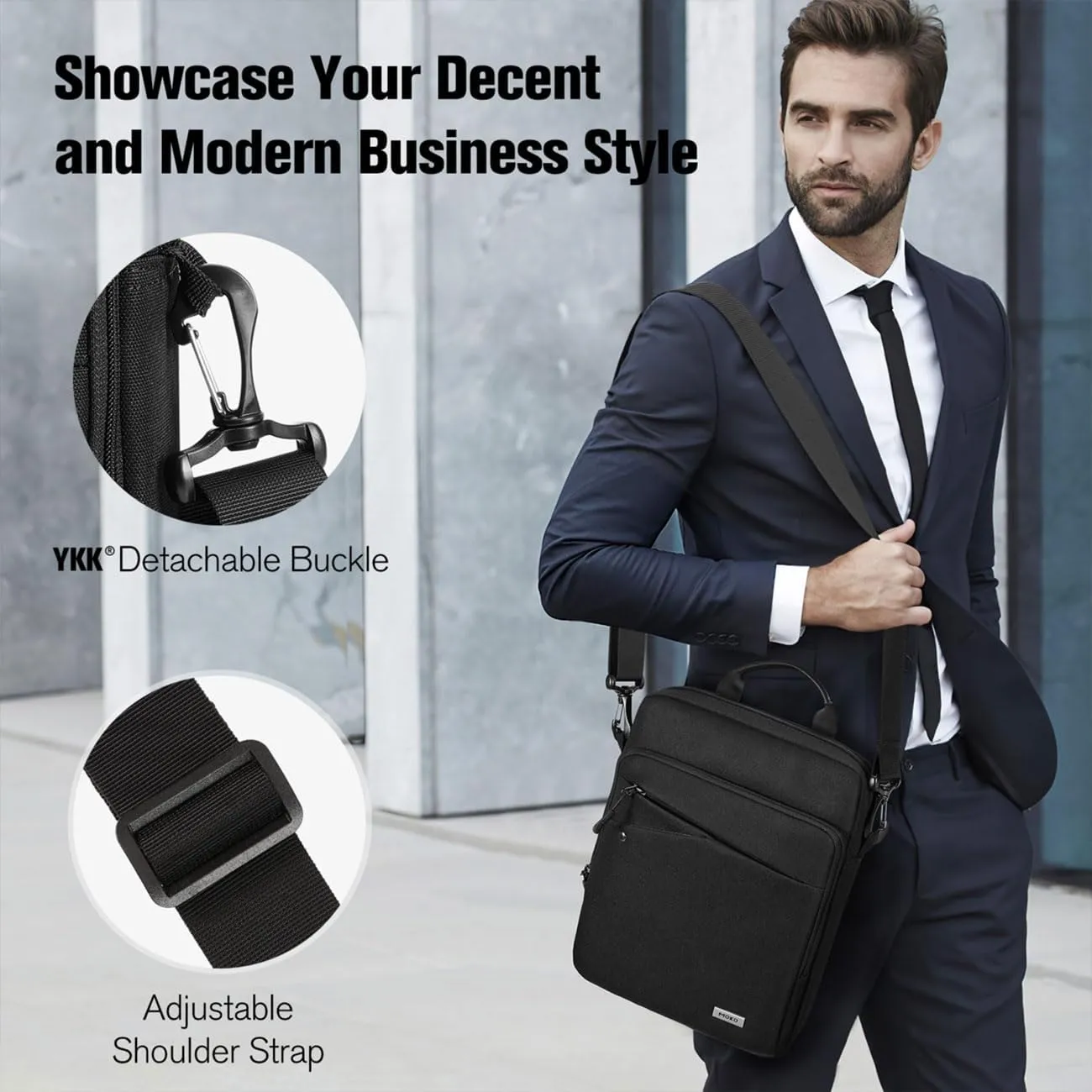 MoKo iPad Sleeve Tablet Bag,12.9 Inch iPad Carrying Case,360° Protective iPad Travel Case with Shoulder Strap,13 Inch New iPad Pro M4 & Air M2 2024,iPad Pro 12.9 M2&M1,Galaxy Tab S9 /S8  12.4,Black