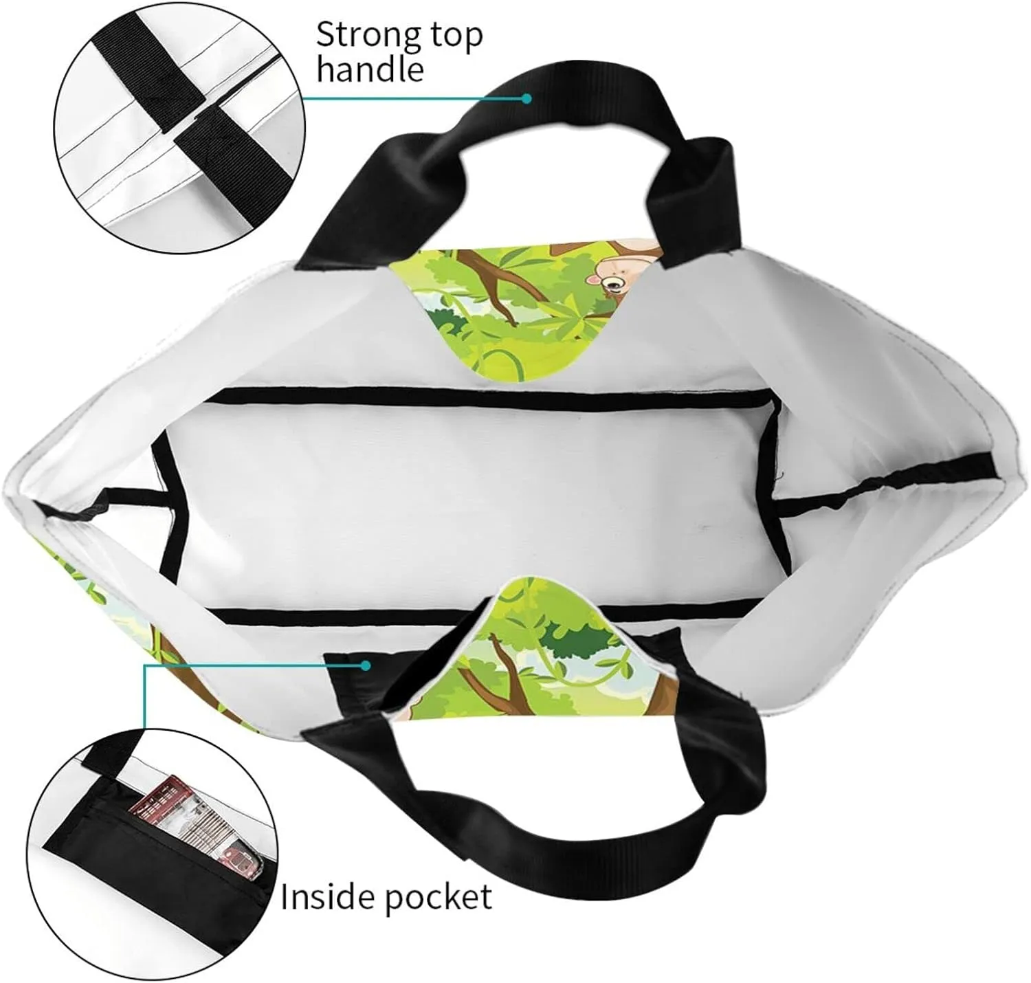 Monkey Tote Shoulder Bag Cute Grocery Bags Storage Handle Shopping Bag Portable Animal Bag