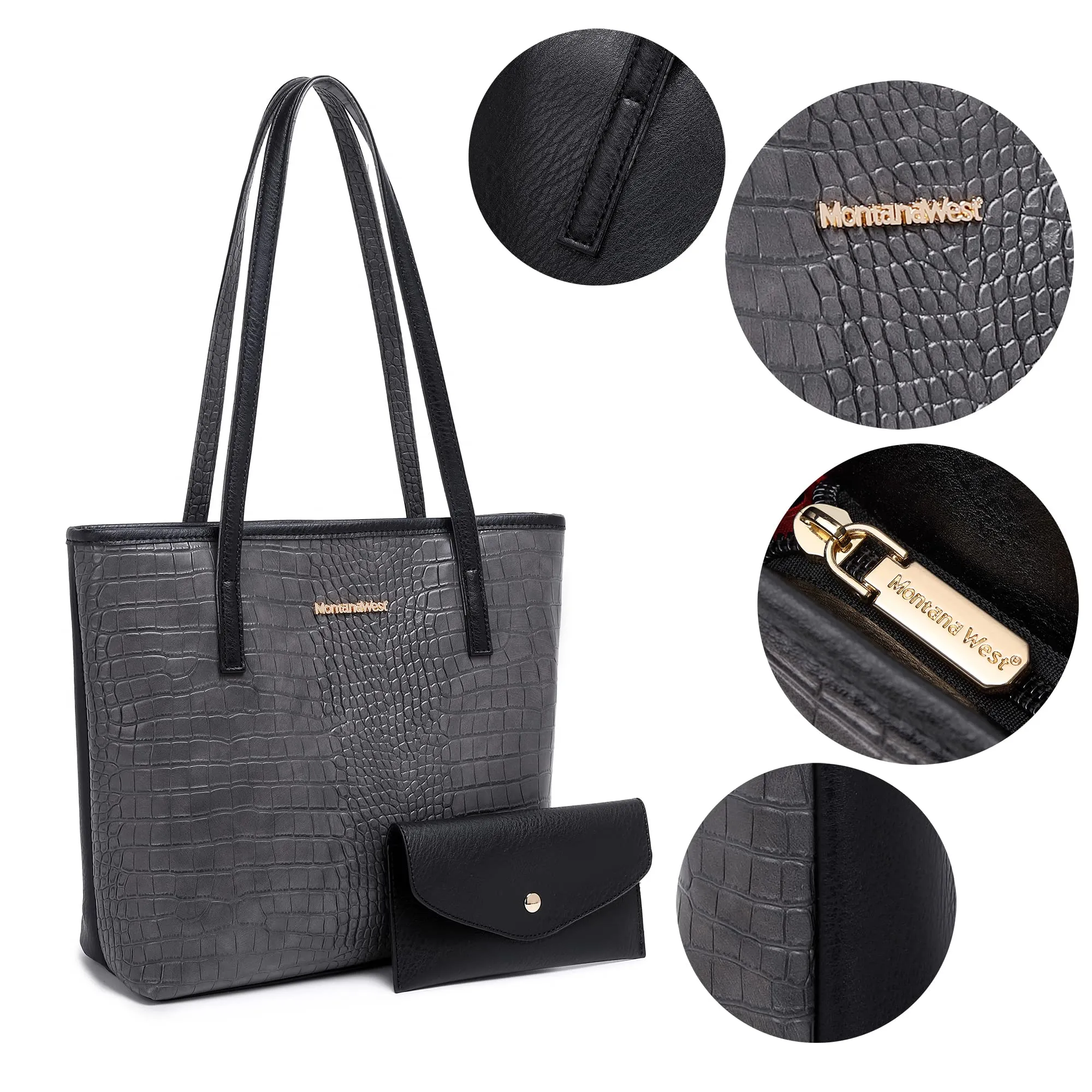 Montana West Tote Bags Vegan Leather Purses and Handbags for Women Top Handle Ladies Shoulder Bags