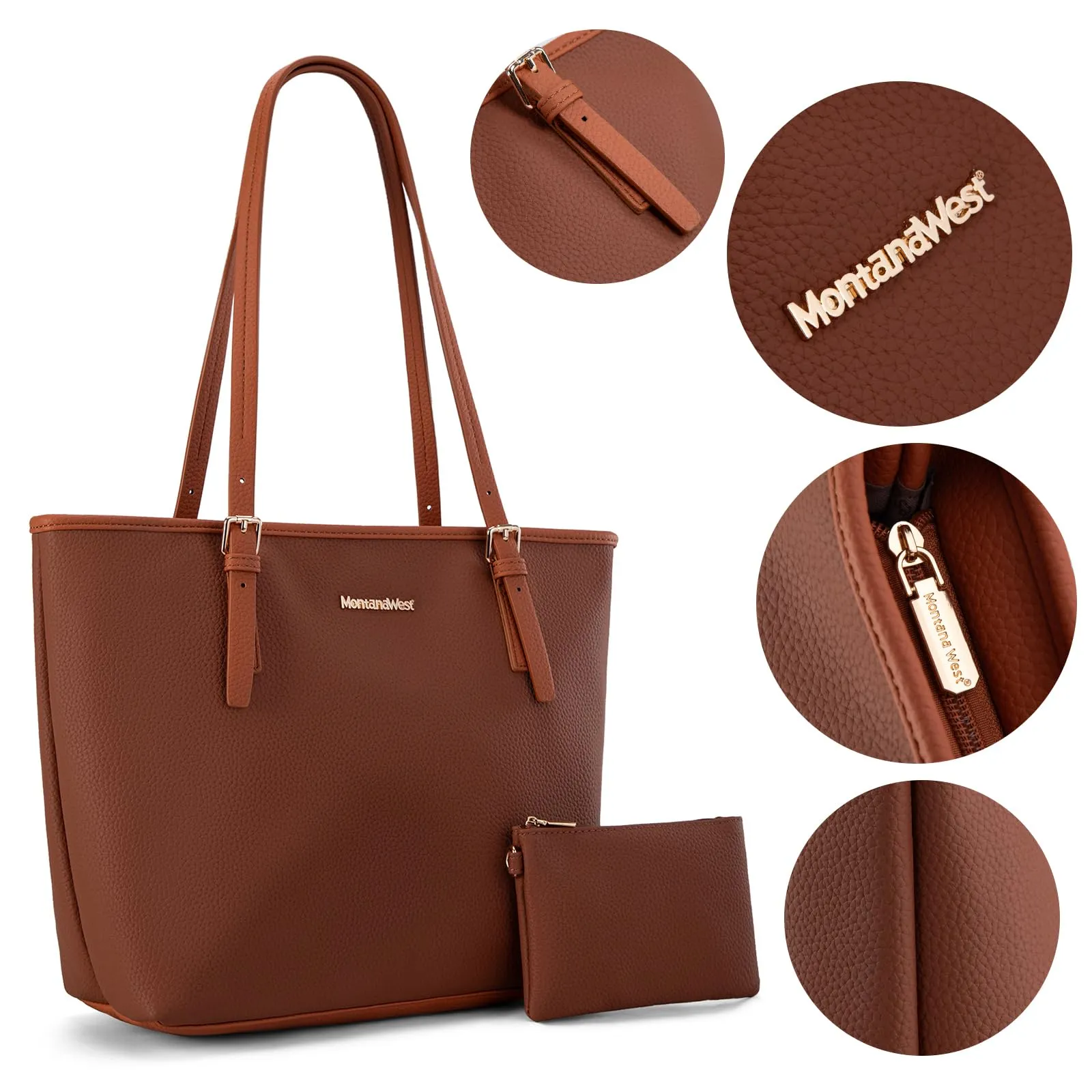 Montana West Tote Bags Vegan Leather Purses and Handbags for Women Top Handle Ladies Shoulder Bags