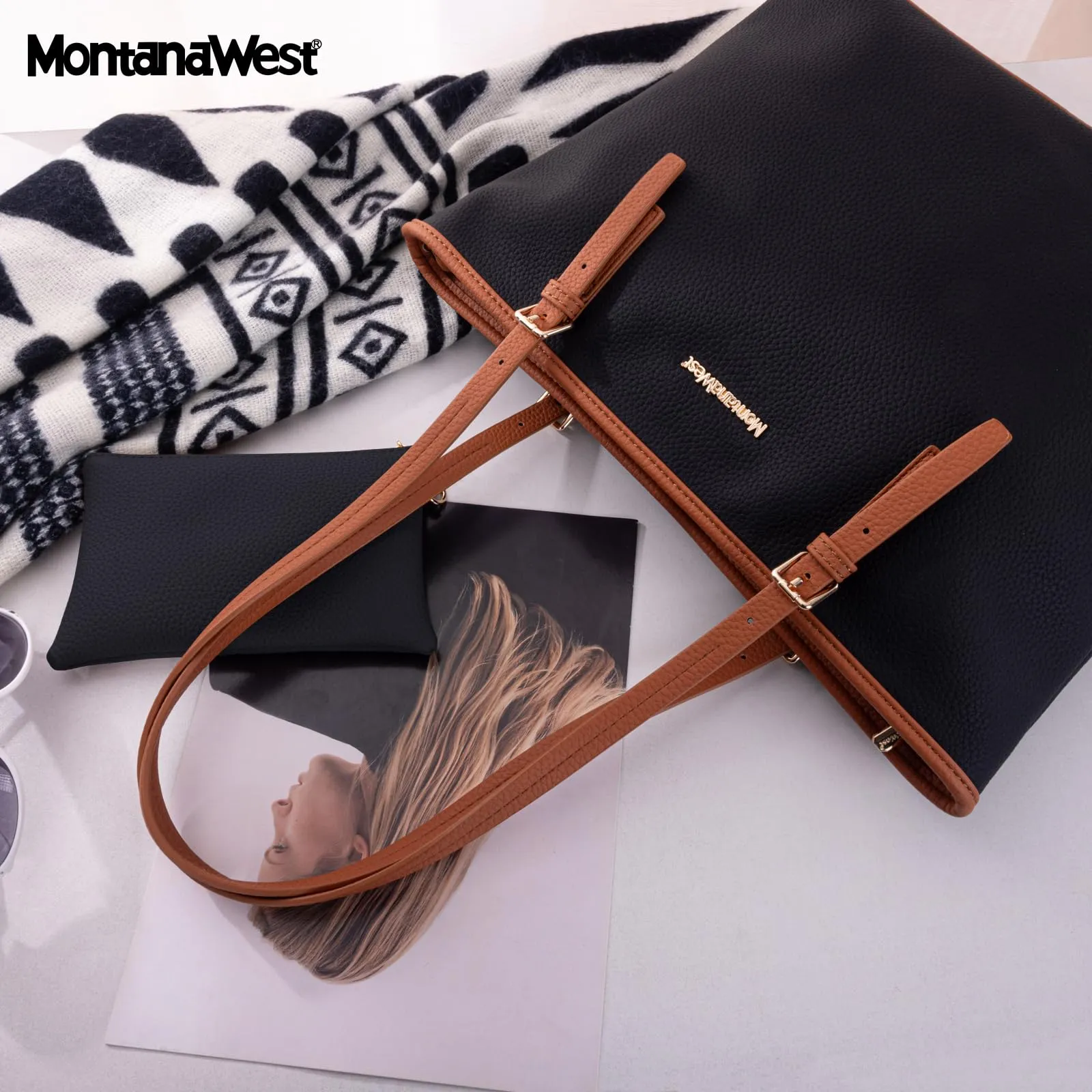 Montana West Tote Bags Vegan Leather Purses and Handbags for Women Top Handle Ladies Shoulder Bags