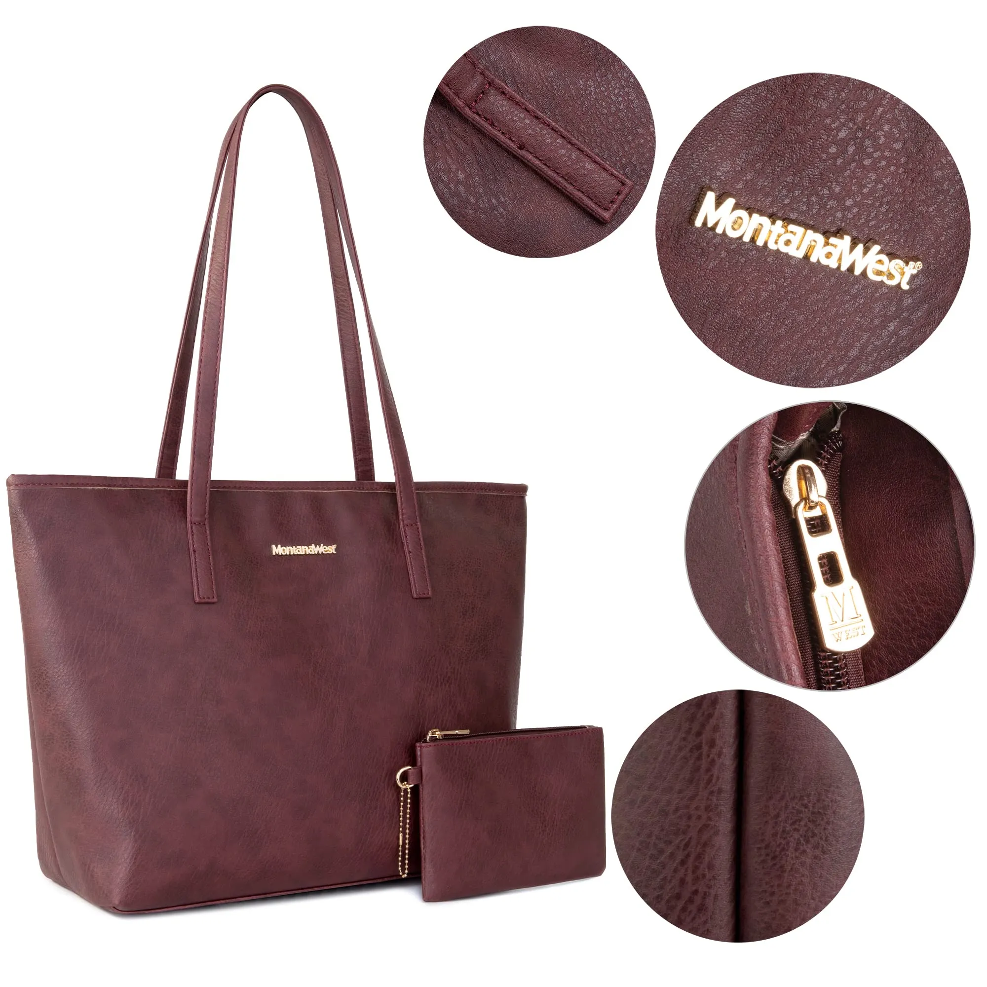 Montana West Tote Bags Vegan Leather Purses and Handbags for Women Top Handle Ladies Shoulder Bags