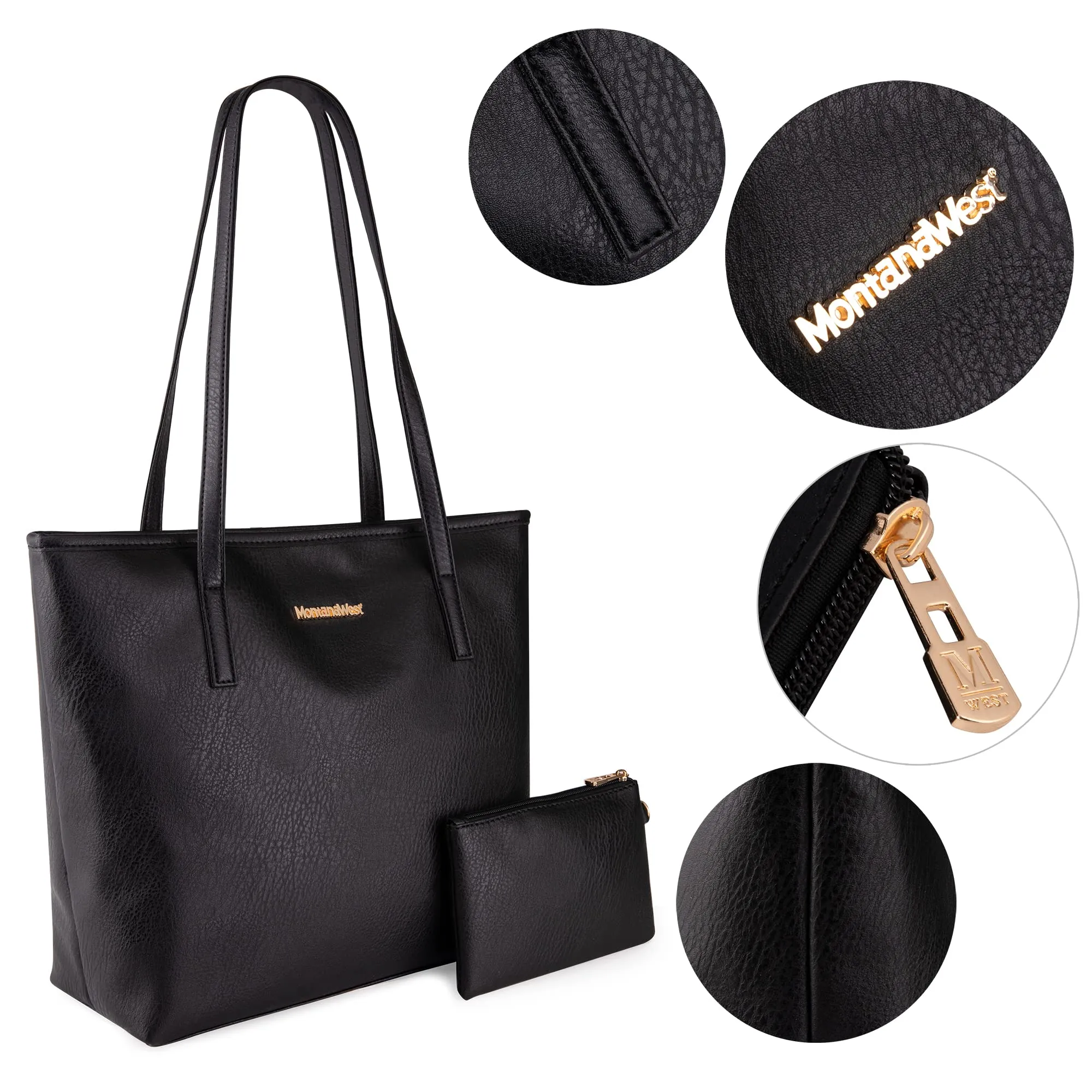 Montana West Tote Bags Vegan Leather Purses and Handbags for Women Top Handle Ladies Shoulder Bags