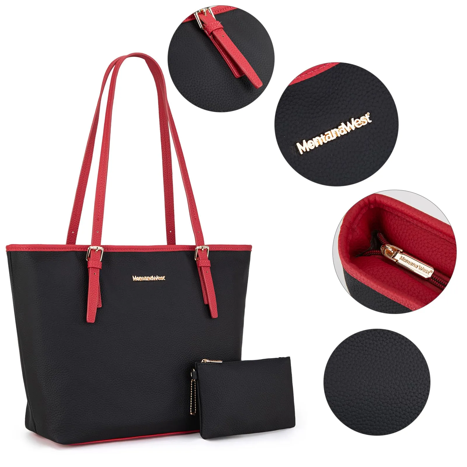 Montana West Tote Bags Vegan Leather Purses and Handbags for Women Top Handle Ladies Shoulder Bags