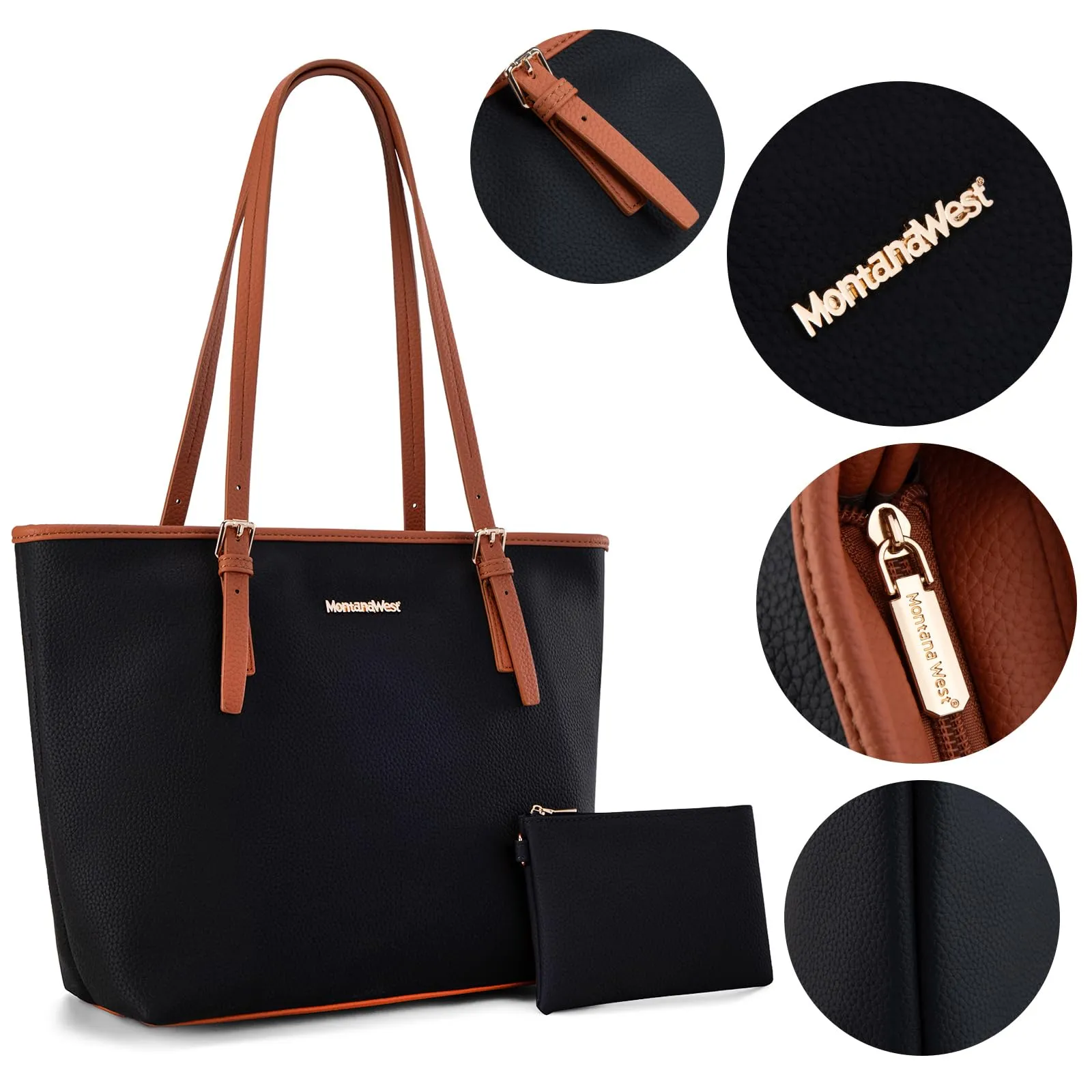 Montana West Tote Bags Vegan Leather Purses and Handbags for Women Top Handle Ladies Shoulder Bags