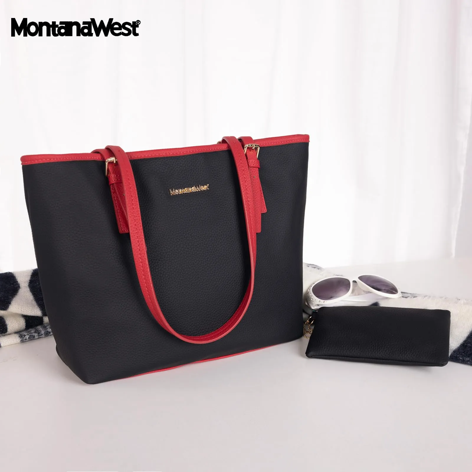 Montana West Tote Bags Vegan Leather Purses and Handbags for Women Top Handle Ladies Shoulder Bags