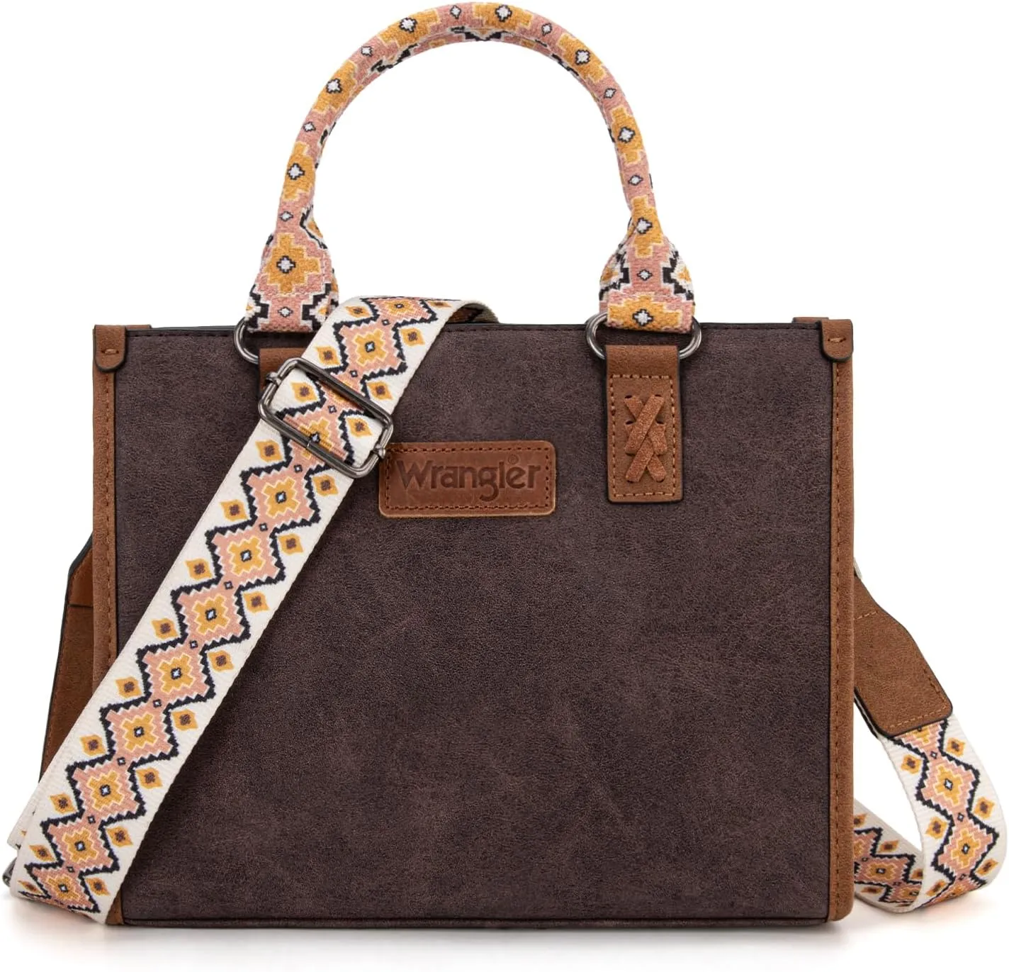 Montana West Wrangler Tote Bag for Women Western Retro Purse Top Handle Handbags with Aztec Strap