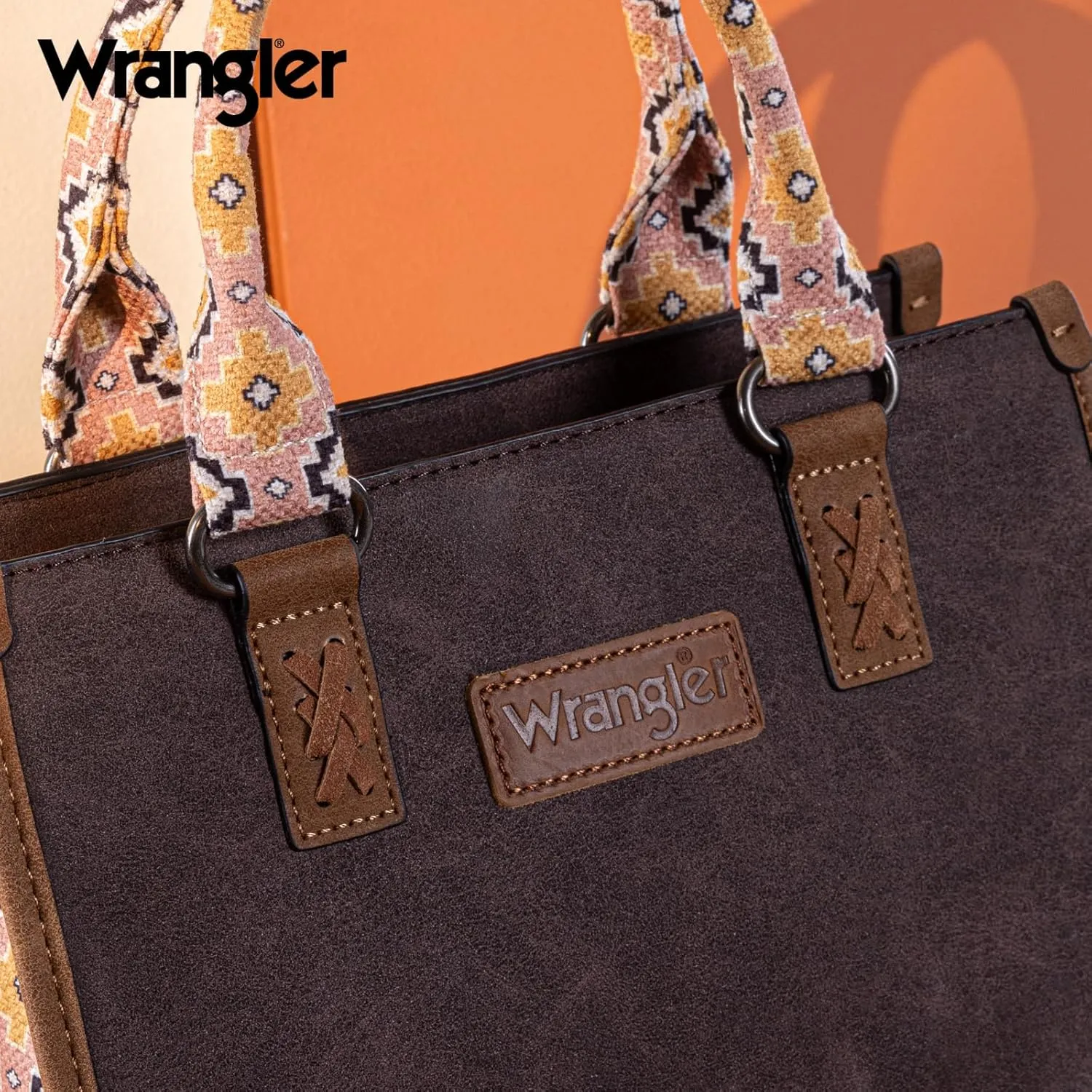 Montana West Wrangler Tote Bag for Women Western Retro Purse Top Handle Handbags with Aztec Strap