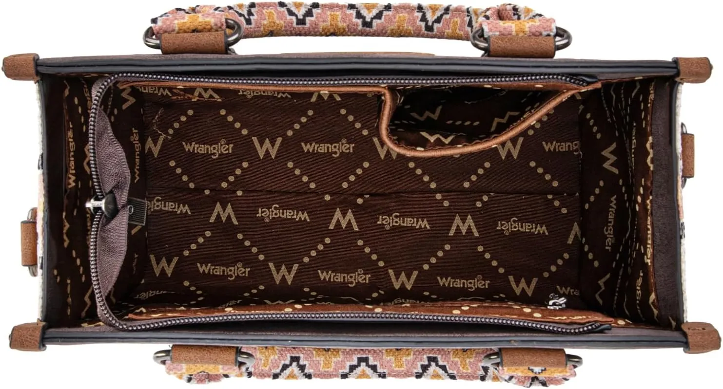 Montana West Wrangler Tote Bag for Women Western Retro Purse Top Handle Handbags with Aztec Strap