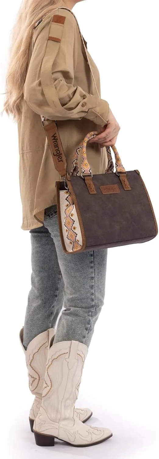 Montana West Wrangler Tote Bag for Women Western Retro Purse Top Handle Handbags with Aztec Strap