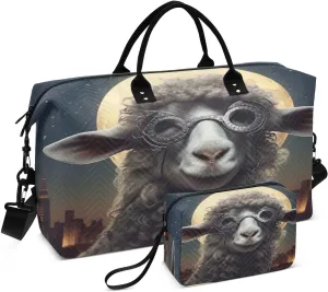 Moon Sheep Travel Duffel Bag with Toiletry Bag Weekender Bag for Carry on Sports Gym Bag for Shopping Gym Travel