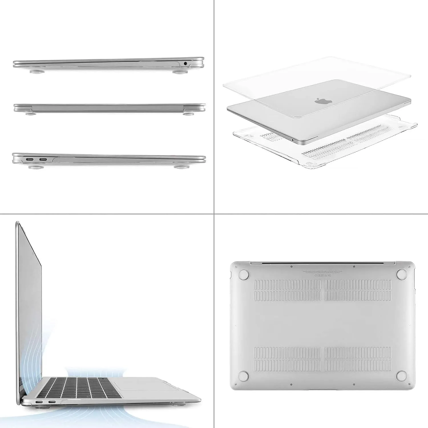 MOSISO Compatible with MacBook Air 13 inch Case 2022, 2021-2018 Release A2337 M1 A2179 A1932, Plastic Hard Shell&Keyboard Cover&Screen Film&Storage Bag for MacBook Air 13.3 inch Case, Transparent