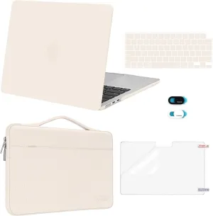 MOSISO Compatible with MacBook Air 13 inch Case 2025 2024 2023 2022 M4 A3240 M3 A3113 M2 A2681, Hard Shell&Sleeve Bag&Keyboard Skin&Webcam Cover&Screen Film for MacBook Air 13.6 inch, Beige