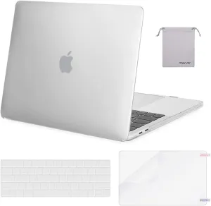 MOSISO Compatible with MacBook Pro 15 inch Case 2019 2018 2017 2016 Release A1990 A1707 with Touch Bar, Plastic Hard Shell Case & Keyboard Cover & Screen Protector & Storage Bag, Frost
