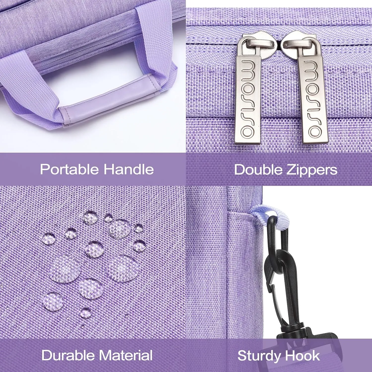 MOSISO Laptop Shoulder Bag Compatible with MacBook Air/Pro,13-13.3 inch Notebook,Compatible with MacBook Pro 14 inch M4 M3 M2 M1 with 2 Raised&1 Flapover&1 Horizontal Pocket&Handle&Belt, Purple
