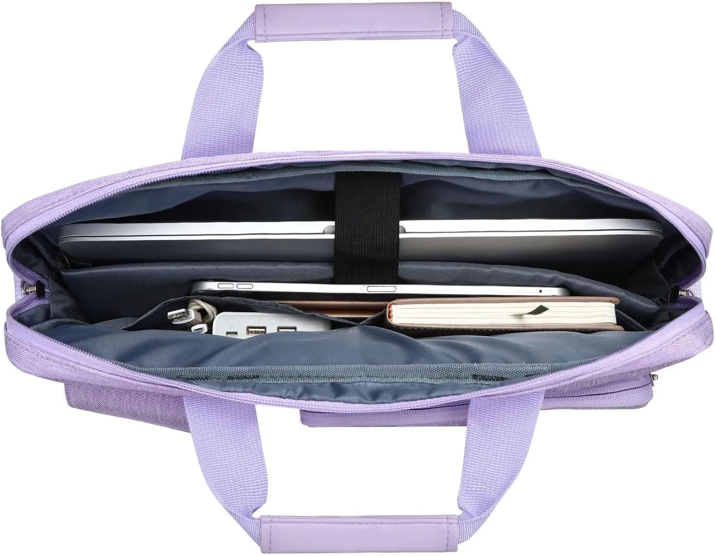 MOSISO Laptop Shoulder Bag Compatible with MacBook Air/Pro,13-13.3 inch Notebook,Compatible with MacBook Pro 14 inch M4 M3 M2 M1 with 2 Raised&1 Flapover&1 Horizontal Pocket&Handle&Belt, Purple