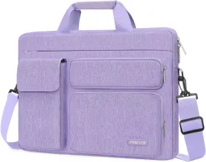MOSISO Laptop Shoulder Bag Compatible with MacBook Air/Pro,13-13.3 inch Notebook,Compatible with MacBook Pro 14 inch M4 M3 M2 M1 with 2 Raised&1 Flapover&1 Horizontal Pocket&Handle&Belt, Purple