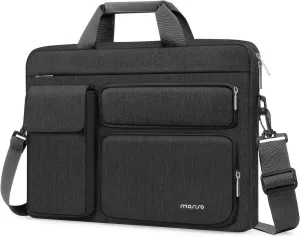 MOSISO Laptop Shoulder Bag Compatible with MacBook Air/Pro,13-13.3 inch Notebook,Compatible with MacBook Pro 14 inch M4 M3 M2 M1 with 2 Raised&1 Flapover&1 Horizontal Pocket&Handle&Belt, Slate Gray
