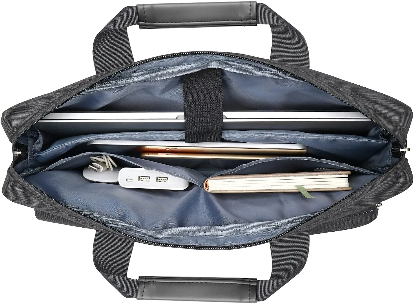 MOSISO Laptop Shoulder Bag Compatible with MacBook Air/Pro,13-13.3 inch Notebook,Compatible with MacBook Pro 14 inch M4 M3 M2 M1 with 2 Raised&1 Flapover&1 Horizontal Pocket&Handle&Belt, Slate Gray