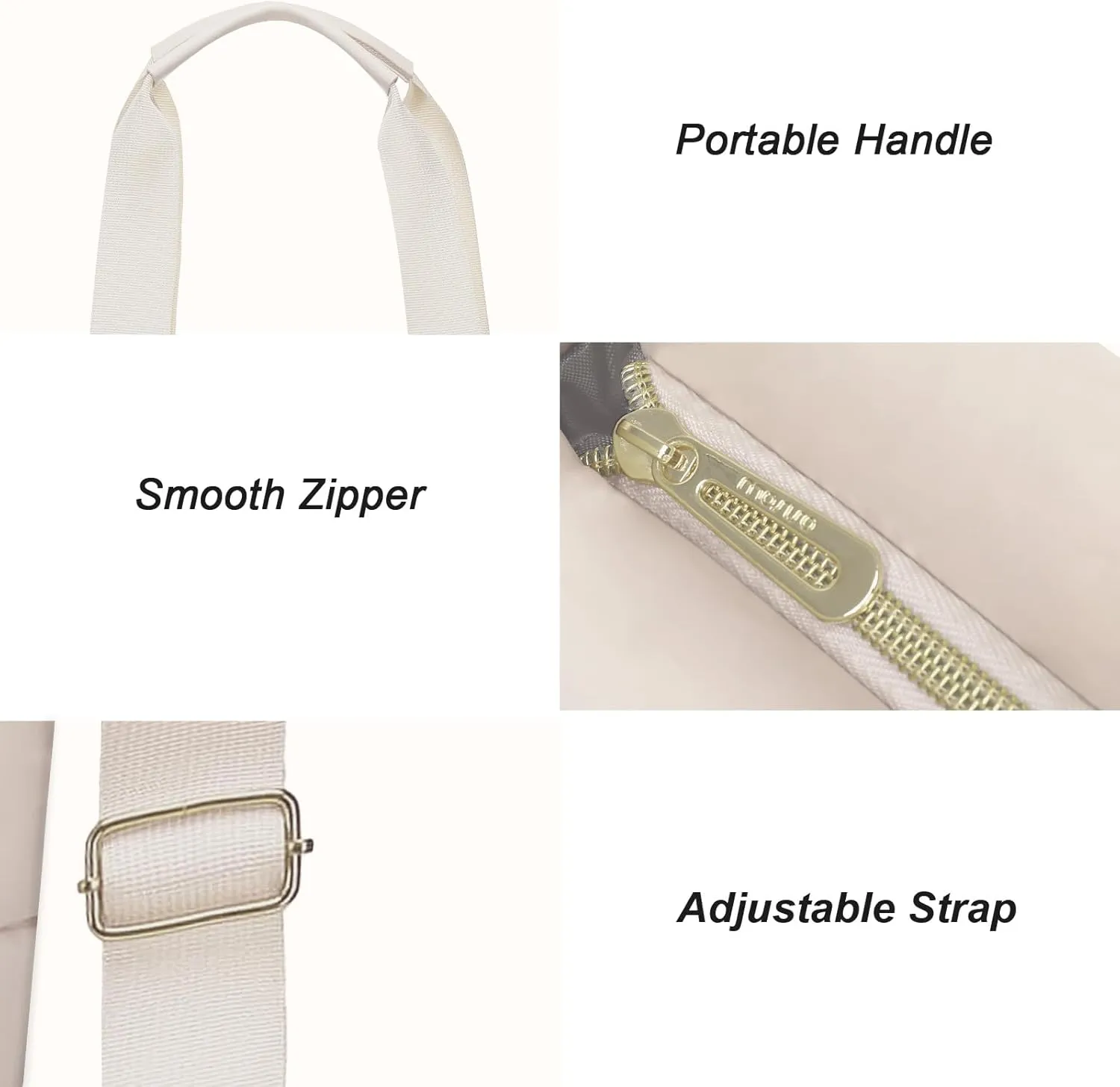 MOSISO Tote Bag for Women, 15-15.6 inch Puffy Laptop Tote Bag with Zipper, 16 inch Casual Large Shoulder Handbag for Travel Work with Purse, Sand