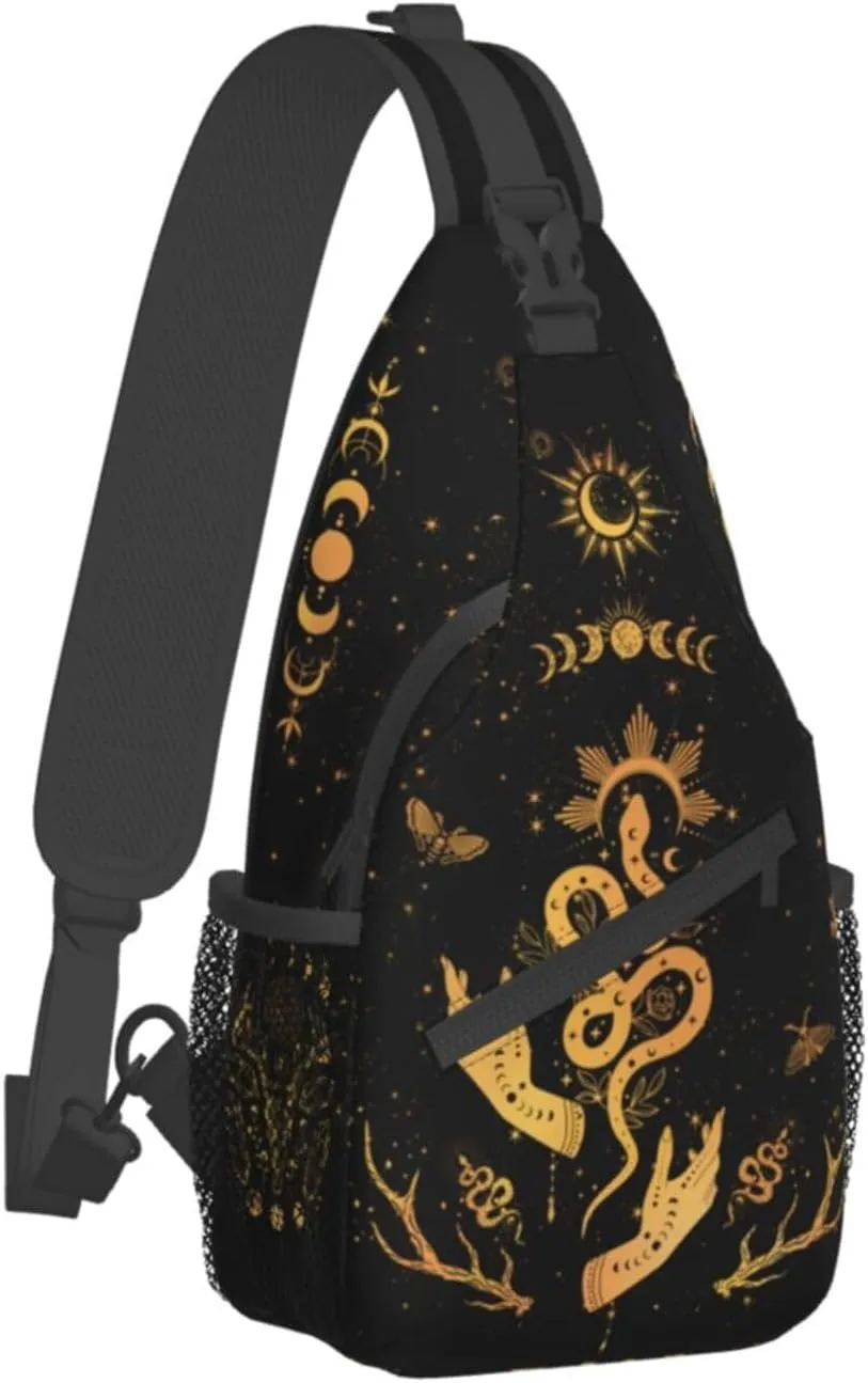 Moth Moon Crossbody Bags, Witchy Snakes Travel Crossbody Bags for Women, Moon Sun Sling Bag Gothic Hippie Mushroom Witch Gifts