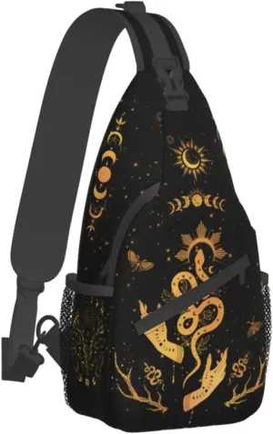 Moth Moon Crossbody Bags, Witchy Snakes Travel Crossbody Bags for Women, Moon Sun Sling Bag Gothic Hippie Mushroom Witch Gifts