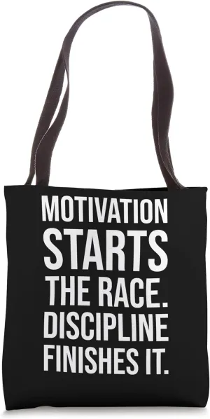 Motivation vs Discipline, Gym, Hustle, Success, Motivational Tote Bag