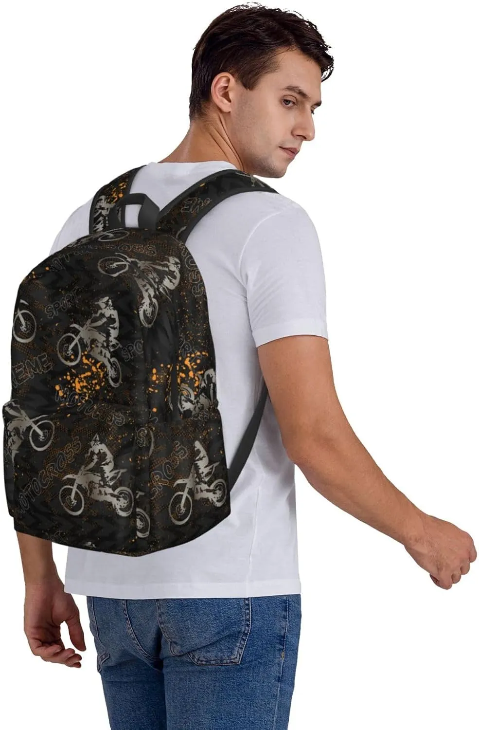Motorcycle Casual Daypack Laptop Bag School Bookbag Travel Backpack For Kids Teen Boy Girl