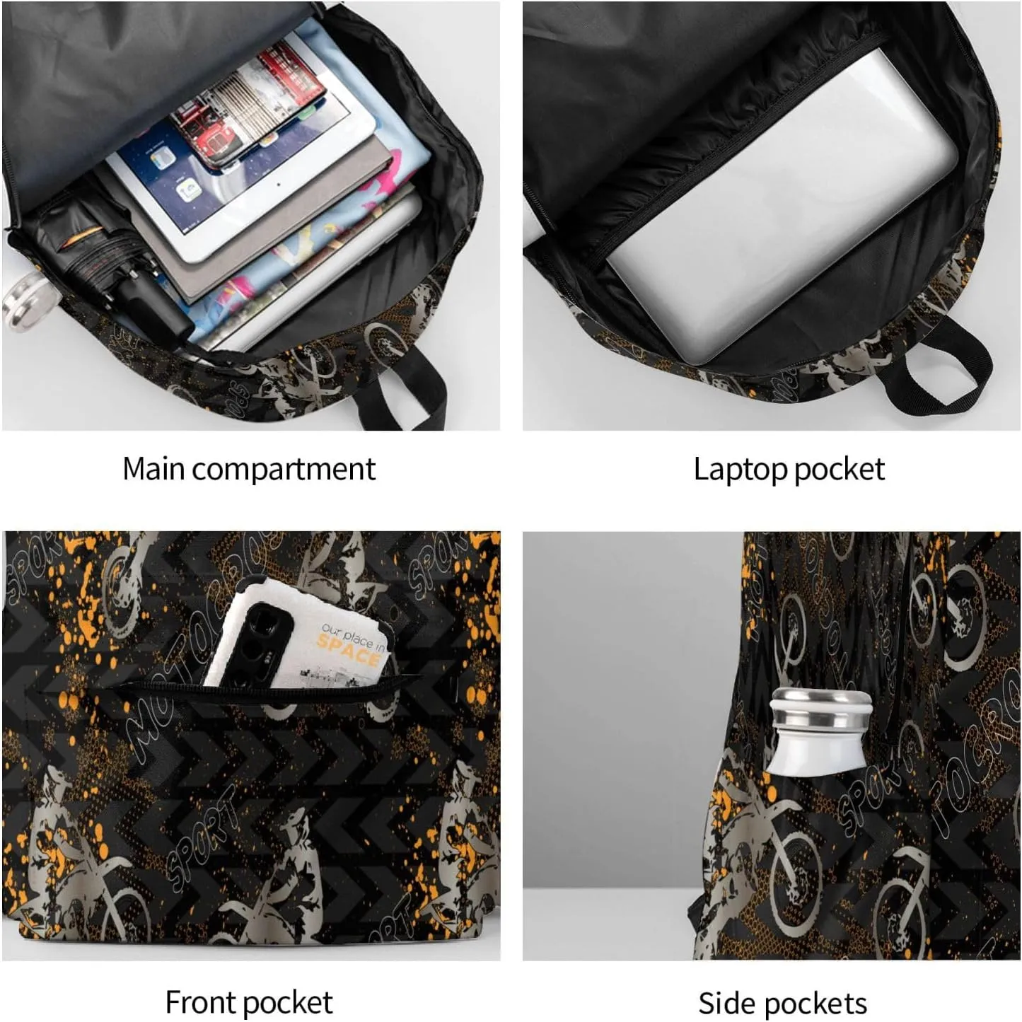 Motorcycle Casual Daypack Laptop Bag School Bookbag Travel Backpack For Kids Teen Boy Girl