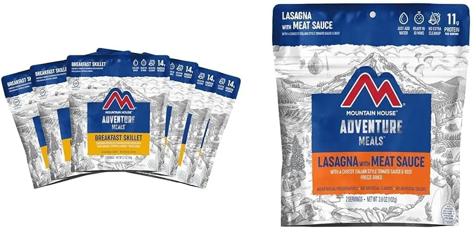 Mountain House Breakfast Skillet | Freeze Dried Backpacking & Camping Food | 6-Pack | Gluten-Free & Lasagna with Meat Sauce | Freeze Dried Backpacking & Camping Food |2 Servings
