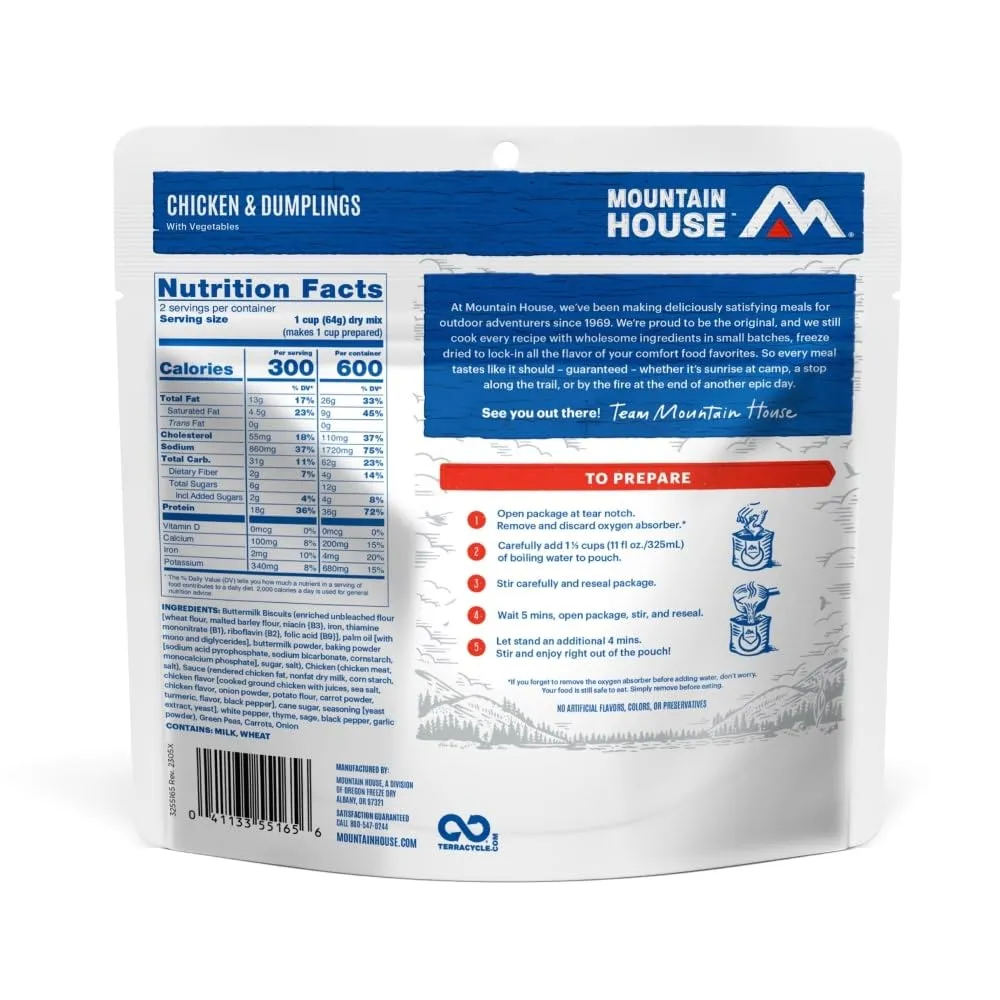 Mountain House Chicken & Dumplings | Freeze Dried Backpacking & Camping Food |6-Pack