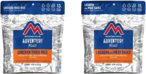 Mountain House Chicken Fried Rice and Lasagna with Meat Sauce | Freeze Dried Backpacking & Camping Food | 2 Servings Each