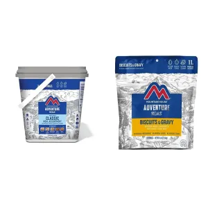 Mountain House Classic Bucket | Freeze Dried Backpacking & Camping Food | 24 Servings and Mountain House Biscuits & Gravy | Freeze Dried Backpacking & Camping Food |2 Servings