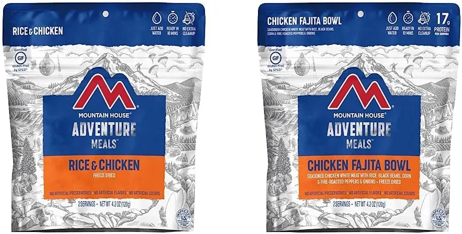 Mountain House Rice & Chicken   Mountain House Chicken Fajita Bowl | Freeze Dried Backpacking & Camping Food | 2 Servings Each