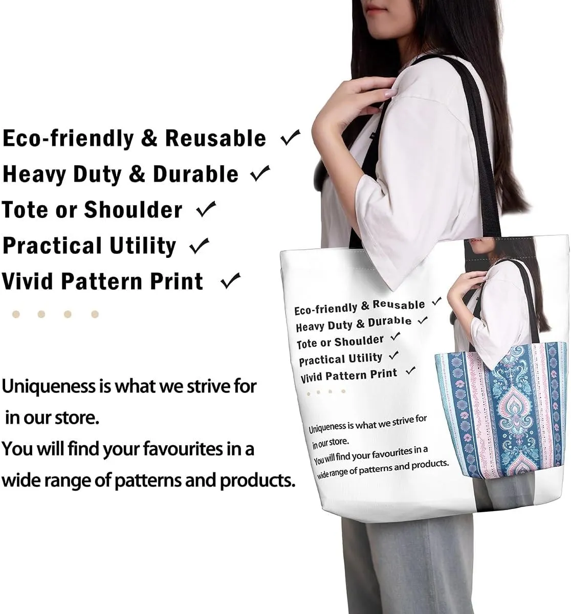 Mountain River Canvas Tote Bag for Women,Pineforest Waterproof Beach Bag Trees Gold Sun Lake Shoulder Bag