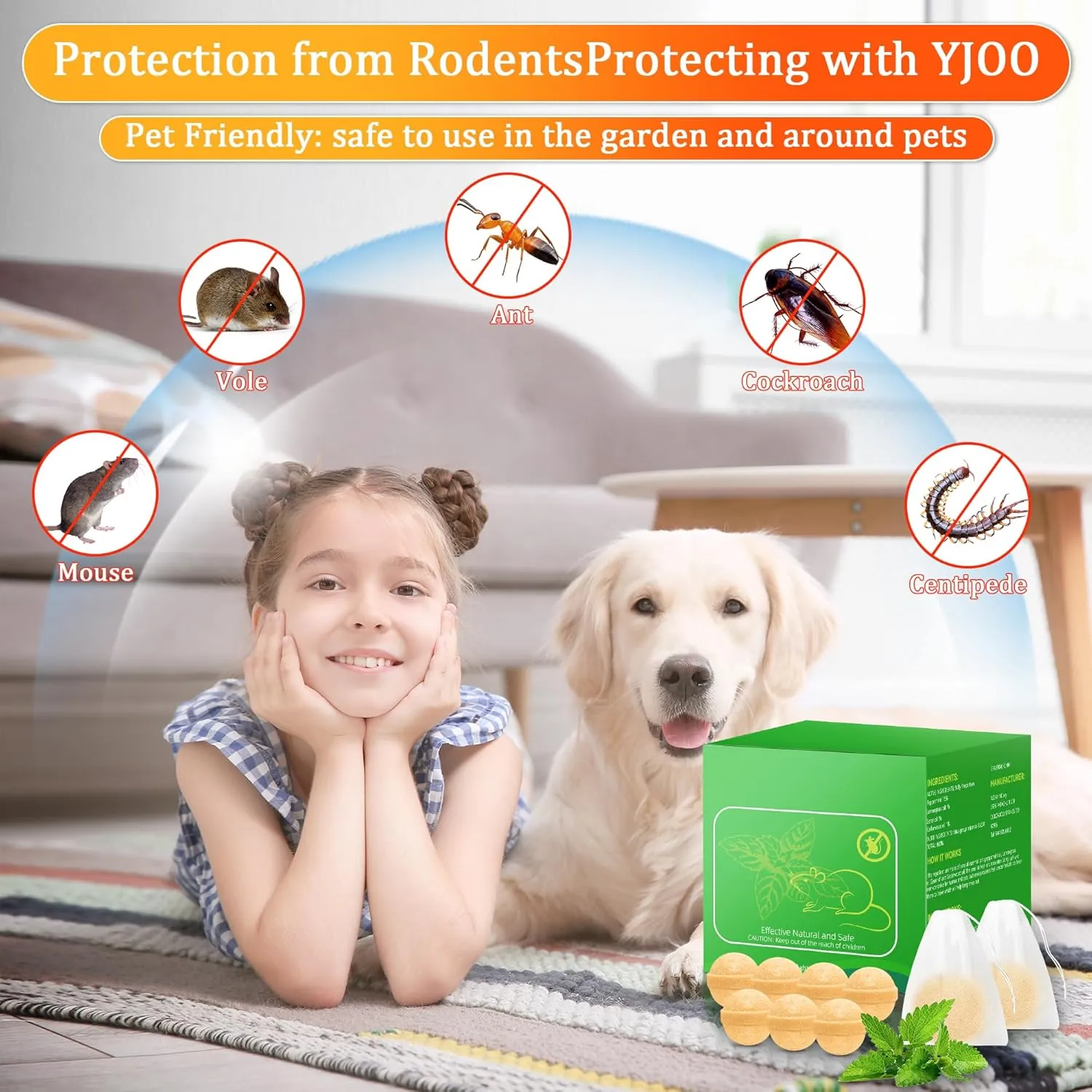 Mouse Repellent Pouches – 36 Pack Natural Peppermint Rodent Mice Repellent Balls, Indoor & Outdoor Mouse Repellent for Home, Garage, Car, RV, Safe for Pets and Kids