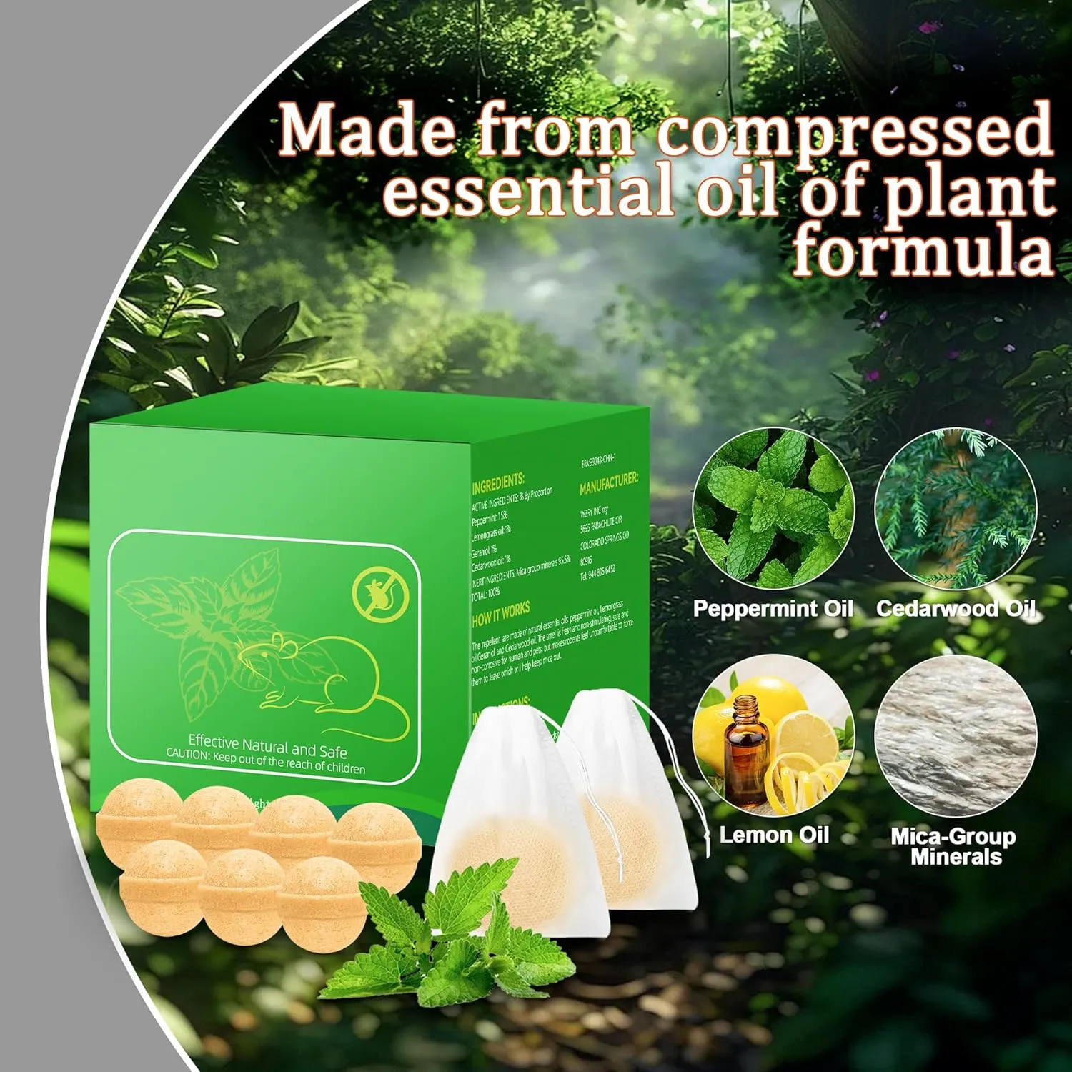 Mouse Repellent Pouches – 36 Pack Natural Peppermint Rodent Mice Repellent Balls, Indoor & Outdoor Mouse Repellent for Home, Garage, Car, RV, Safe for Pets and Kids