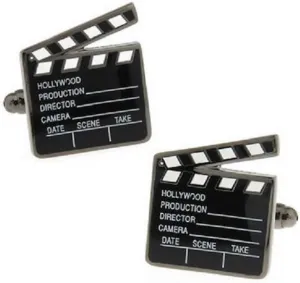 MRCUFF Movie Clapperboard Clapboard Clapper Board Pair Cufflinks in a Presentation Gift Box & Polishing Cloth