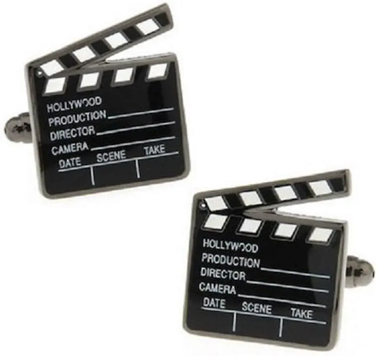 MRCUFF Movie Clapperboard Clapboard Clapper Board Pair Cufflinks in a Presentation Gift Box & Polishing Cloth