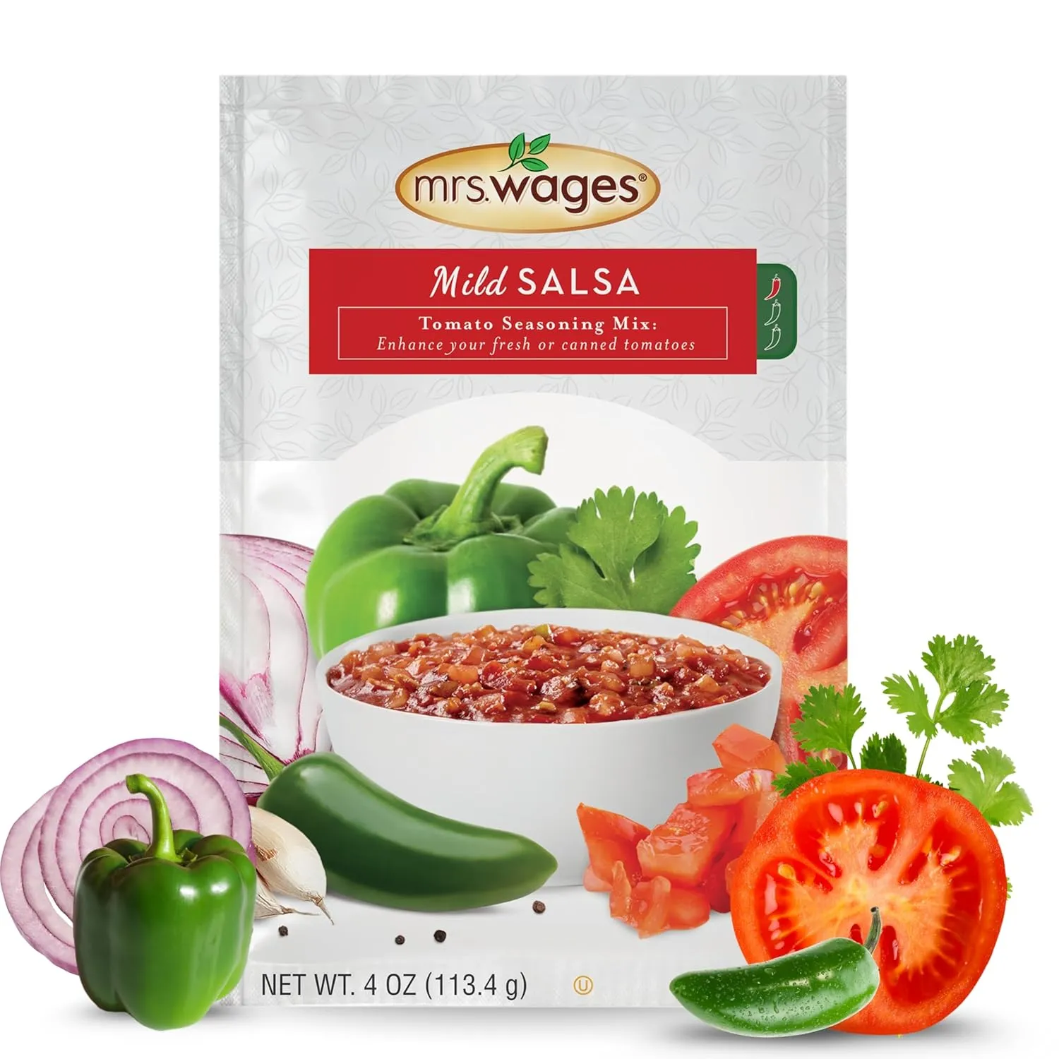 Mrs. Wages Mild Salsa Canning Mix, Easy-To-Use, Simple Homemade Salsa, Mild Spice Flavoring, Enhance Your Tomatoes, 4 oz Packet (Value Pack of 12)