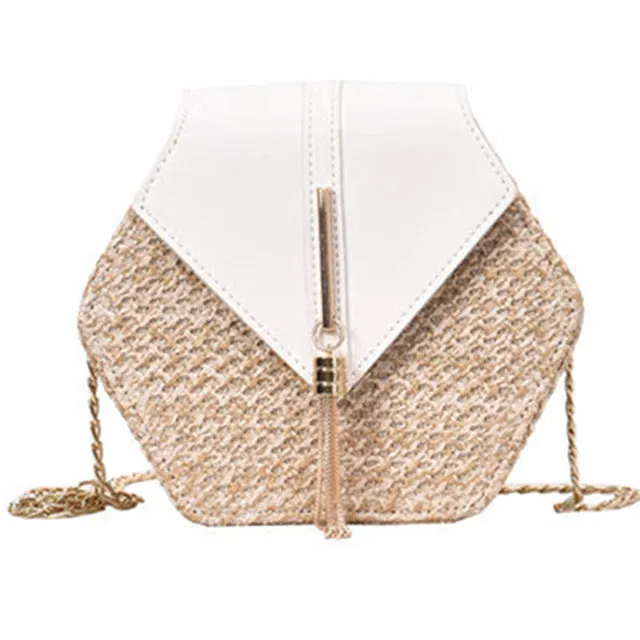Mulit Bag Beach Straw leather Shoulder Circle Woven New Handmade Bag Summer Women Hexagon Fashion Highly recommended Rattan Bohemia Handbag Style Extra-large discount