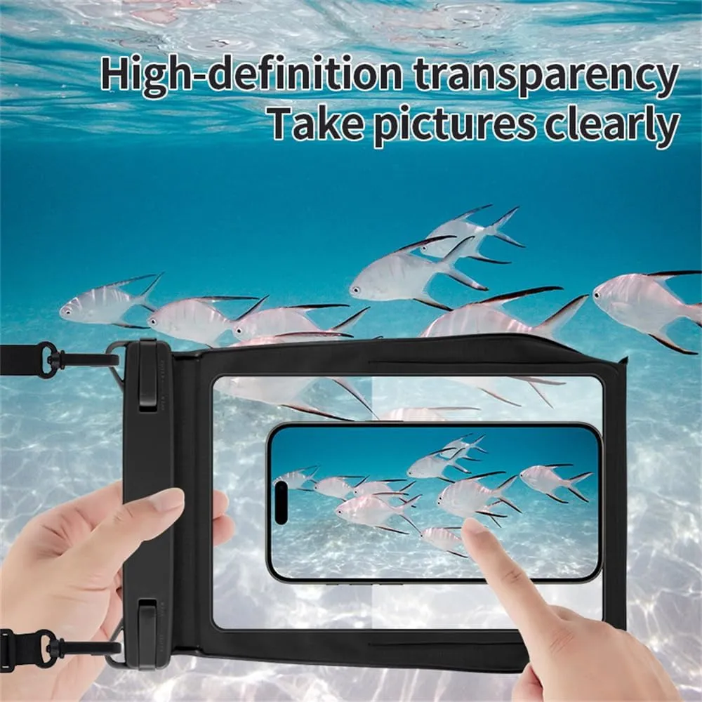 Multicolor Universal Waterproof Bag Phone Pouch Crossbody Large Phone Waterproof Dry Bag Compatible with Apple iPhone 15 Pro Max 14 for Samsung s24 Ultra S23 Up to 8.2 inches with Lanyard (Black)
