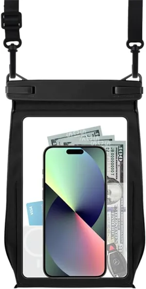 Multicolor Universal Waterproof Bag Phone Pouch Crossbody Large Phone Waterproof Dry Bag Compatible with Apple iPhone 15 Pro Max 14 for Samsung s24 Ultra S23 Up to 8.2 inches with Lanyard (Black)